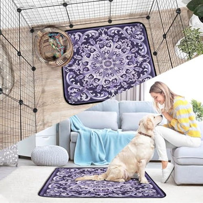 Qilmy Mandala Pet Mat, Waterproof Reusable Dog Training Pad Anti-Slip Pet Creat Pad for Small Medium Large Dogs and Cats - size: Medium+Large