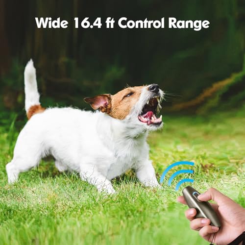 Ultrasonic Dog Barking Deterrent, 2 in 1 Dog Training and Bark Control Device, Anti-Barking Device, Dog Silencer, Ultrasonic Dog Whistle, Indoor&Outdoor, up to 16.4 Ft Large Control Range(Brown)