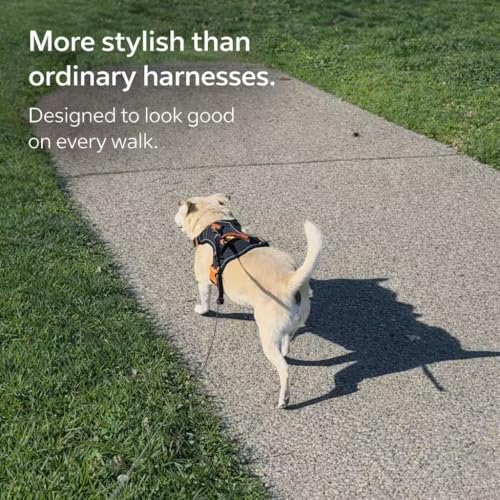 PawWave No Pull Front Clip Dog Harness – Adjustable Padded Denim Vest with Reflective Strips for Small, Medium & Large Dogs (Navy Blue, Medium) - color: Navy Blue, size: M (Chest:17.3-21.3in)