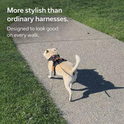 PawWave No Pull Front Clip Dog Harness – Adjustable Padded Denim Vest with Reflective Strips for Small, Medium & Large Dogs (Navy Blue, Medium) - color: Navy Blue, size: M (Chest:17.3-21.3in)