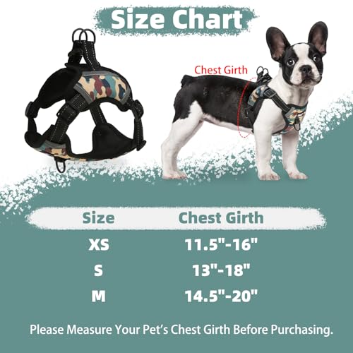 PUPTECK Dog Harness Small Sized Dog, Step in Adjustable Reflective Dog Vest Harness Escape Proof, No Pull Soft Padded Harness Easy Control, Camouflage, S - color: Camouflage, size: S (CHEST: 13"-18")