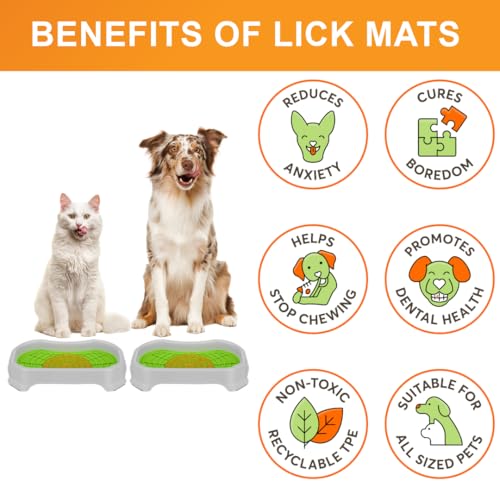 Neater Pets Neat-LIK Dog Lick Mat w/Mess-Proof Tray, Lick Mat for Dogs, Cats, Puppy, Reduces Anxiety & Boredom, Peanut Butter Slow Feeder, Interactive Treat Licking Pad (Green/Vanilla Bean) - color: Green Mat w/ Vanilla Bean Tray