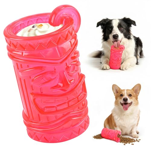 Dog Slow Feeder, Dual Chambers Stuffable Dog Toys, Frozen Treat Enrichment Toy, Treat Dispensing Puzzle Toy for Boredom & Anxiety Relief, Small Medium Large Dogs