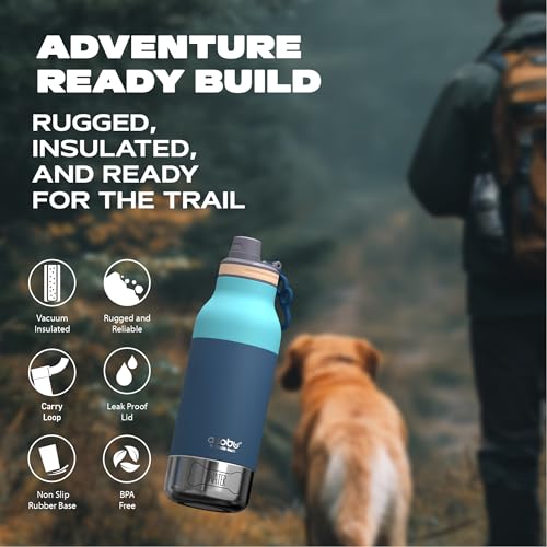 Asobu Buddy Bottle a 스테인리스 스틸 단열 물병, 탈착식 개 물병 및 개 사료 및 간식 보관 그릇 포함 (파스텔 그린, 963.9g(34온스) - color: 파스텔 블루