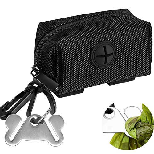 Dog Waste Bag Dispenser Pet Poop Bags Holder for Doggie Waste Bags Dispensers Soft Fabric Zipper Small Doggy Puppy Pouch for Leash Accessory Attachment with Carrier,Black - color: 1PC Black, size: 1 Count (Pack of 1)