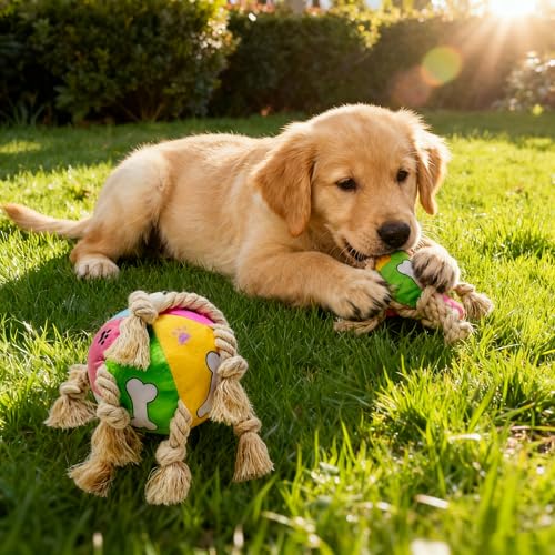 Indestructible Bear Dog Rope Toy with Rope for Aggressive Chewers, Tug of War Dog Toy Durable Chew-Resistant Interactive Ball for All Breeds (Tug Ball) - color: Tug Ball
