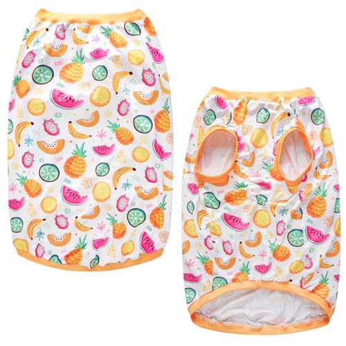 Pet Dog Yellow Sleeveless T Shirts with Fruits Pattern Printed pet Clothes Soft Breathable Vest for Large Dogs Large,Fruits - color: Vest Fruit, size: Large