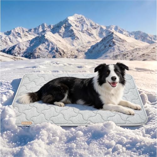 PPOLCA Waterproof Cooling Mat for Large Dogs - Q-MAX>0.5, Thin Memory Foam Kennel Dog Crate Bed, Portable Non-Slip & Machine Washable Dog Pad for Indoor & Outdoor 28x41, Grey - color: Grey, size: 28x41