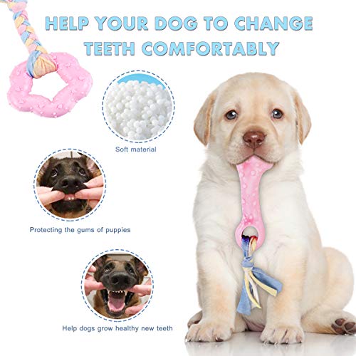 Dog Chew Toys , Teething Cotton Rope Toys for Puppy and Small Dog，Interactive Toys for Medium and Large dog - color: pink