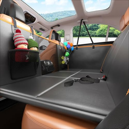 Gusil Back Seat Extender for Dogs: Mobile Cozy Pet Den! Skin-Safe Padding, Heavy-Duty PU Leather with Hard Bottom, 450lb Capacity-Waterproof, Non-Slip, 45% More Space (Fits Cars, SUVs & Small Trucks)