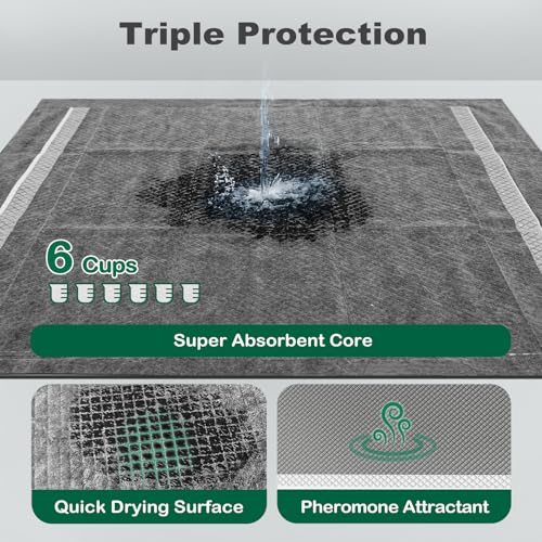 MIZOK Pee Pads for Dogs Charcoal, 28x30in Large Wee Wee Pads for Dogs, Superior Odor Protection, Super Absorbent & Leak-Proof, Puppy Pads with Adhesive Tabs, Thick & Heavy (40 Count) - size: Large 28"x30" 40 Count