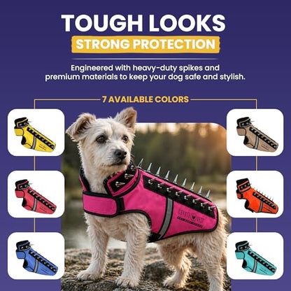 CoyoteVest SpikeVest Dog Harness | Stab-Resistant Protective Vest | Coyote Vest for Dogs | Defends Against Coyotes, Dogs, Birds of Prey | Reflective Safety, Made in USA (M-Royal Blue) - color: Royal Blue, size: Medium