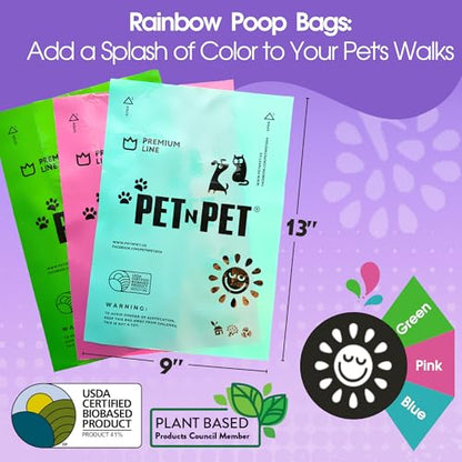 Pet N Pet 270 Counts Lavender Scented, Colorful Poop Bags for Dogs, 41% Plant Based & 59% PE Dog Poop Bags Rolls, Extra Thick Dog Waste Bag, Doggy Bag - size: 270 Count