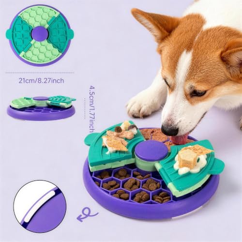 3-in-1 Slow Feeder, Interactive Puzzle Toy & Lick Mat– Calming Enrichment for Small/Medium/Larger Dogs,Non-Slip Design, Holds 2 Cup of Wet or Dry Food, 8.2 in x 8.2 in
