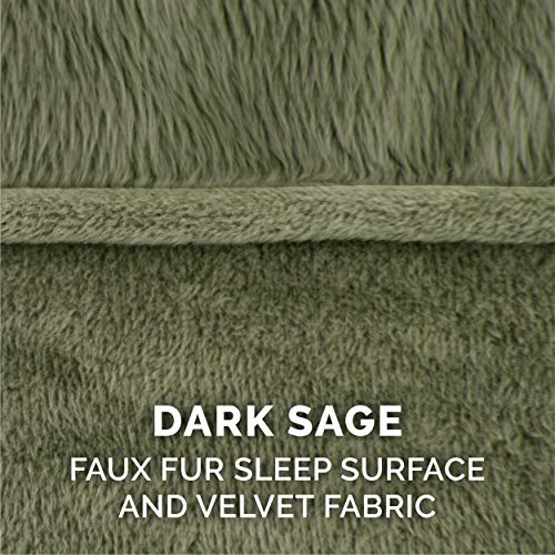 Furhaven Replacement Dog Bed Cover Faux Fur & Velvet Sofa-Style, Machine Washable - Dark Sage, Jumbo (X-Large) - color: (Faux Fur & Velvet) Dark Sage, size: Jumbo
