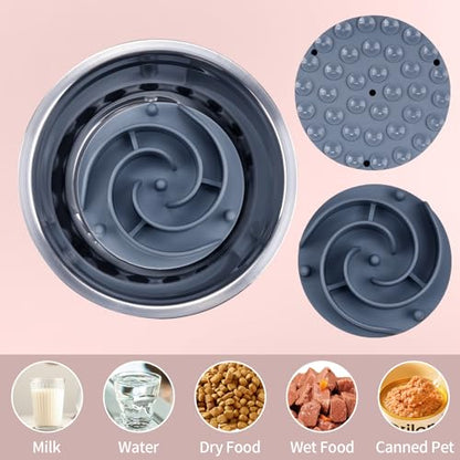 Slow Feeder Dog Bowls Insert, Bestalk Soft Silicone Slow Eating Feeder Insert with Suction Cups for Small, Medium and Large Dogs, Fit into Basic and Elevated Dog Bowls, Grey - color: Grey, size: L