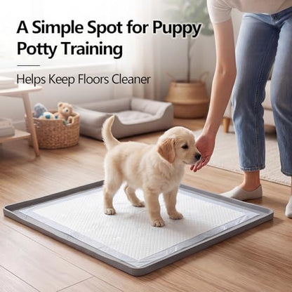 ondware Dog Pee Pad Holder,Silicone Indoor Dog Potty Tray,28x22 in,Gray,Thickened Material,Raised Edge Mat,Completely Leak-Proof, Effectively Protect the Floor, Portable Multi-Use Design. - size: 28x22 in