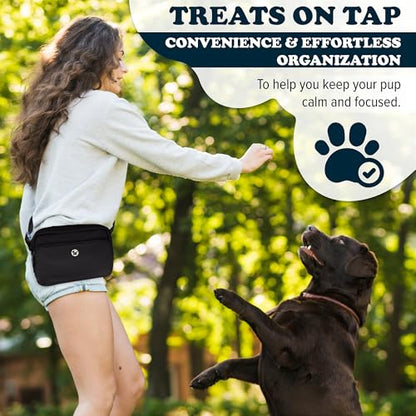 Puppington 3-in-1 Crossbody Dog Walking Bag & Treat Pouch with Matching Planet Safe Poop Bags & Built-In Dispenser - Dog Mom Gift for Puppy Training with Zippered Pockets (Onyx Black) - color: Onyx Black