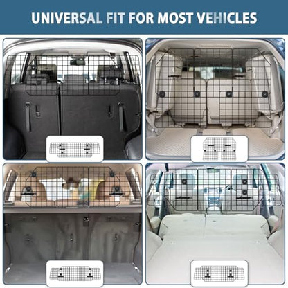 FEED GARDEN Dog Car Barrier for SUVs, Adjustable Universal-Fit Heavy-Duty Wire Mesh Pet Divider for Vehicles, Trucks, Vans, Car Accessories Safety Travel, Triple Folding (36.6"-60.6")
