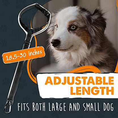 Mighty Paw Dog Seat Belt For Car Headrest - Distraction Free Driving, Heavy-Duty Aviation Grade Aluminum Carabiner, and Tactical Buckle.Adjustable Dog Seatbelt Harness for Small, Medium and Large Pets - style: Headrest Attachment