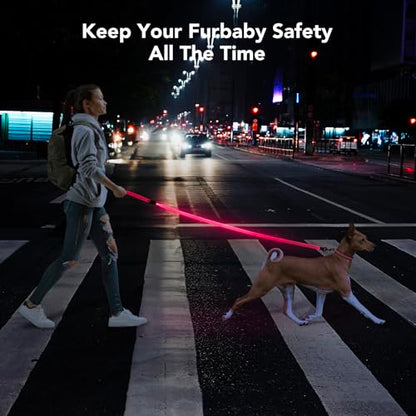Colaseeme LED Light Up Dog Leash, USB Rechargeable (4FT,Pink) | Glow in dark, reflective, USB-C rechargeable, bright LED for night safety, fits small to large dogs - color: Pink, size: 4FT