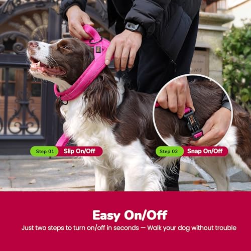 Didog No Pull Dog Harness with Breathable Mesh Padded,Reflective & Quick Fit Light Weight Dog Strap Vest Harness,Easy for Walking Training (L:Chest 26-32", Mesh-Hot Pink) - color: Hot Pink, size: L: Chest 26-32", Fit 50-80 lbs