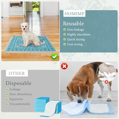 Homimp Washable Pee Pads for Dogs, 4 Pack Reusable Puppy Pads, Absorbent and Leakproof Dog Pee Pads, Non Slip Puppy Training Pads, Pet Mat for Floor, Crate, Couch, Whelping, 18"x24" - size: 18"x24"(Pack of 4)