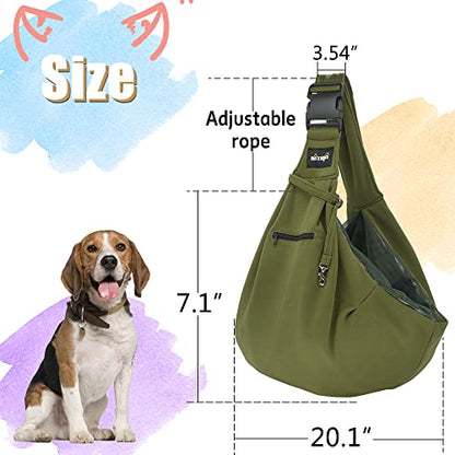 NATUYA Pet Dog Sling Carrier - Dog Sling with Net bag for Carrier Dogs Cats-Hands Free Pet Bag-Buckle net Pocket pet Bag (Green) - color: Green