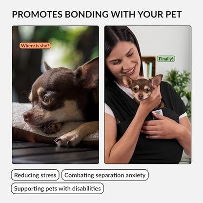 Cat Sling Carrier for Small Pets – Anti-Anxiety Cat Sling, Kitten Pouch – Pet Sling in Gray Black Blue Green Pink Yellow (Black, Standard) - color: Black, size: Standard
