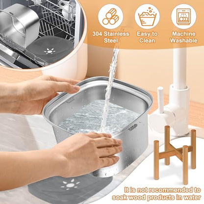 Decflow 3L Elevated Dog Water Bowl, Stainless Steel Raised Food Dispenser with Stand, Large Capacity No Spill Dog Water Bowl for Small, Medium and Large Dogs - color: Grey