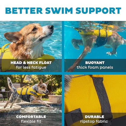 Outward Hound Granby Splash Yellow Dog Life Jacket, Medium - color: Yellow, size: Medium (Chest Girth: 21"-27")