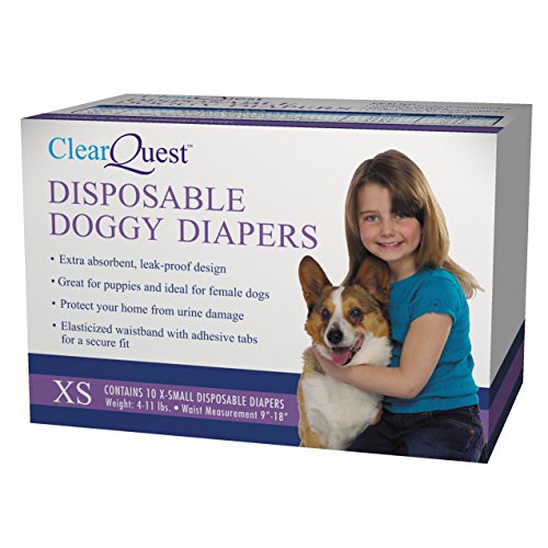 ClearQuest Disposable Doggy Diapers, Super Absorbent Leak-Proof Pet Diapers - size: X-Small