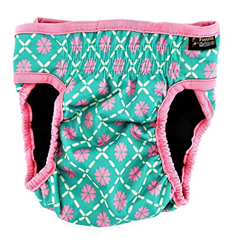 Pack of 3 Female Dog Diapers with 4 - Layers of Absorbent Pads Cat Panties Waterproof Leak Proof Washable (L: Waist 20" - 26", Neon Pattern) - color: Pack of 3 Neon Pattern, size: L: Waist 20" - 26"
