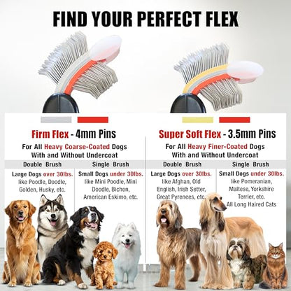 FlexIt Home - Flexible Slicker Brush for Dogs (Single, Firm Flex) | Dog Grooming Brush for Poodles, Golden Doodles, Huskies, Retrievers, and Labradoodles | 3-in-1 System & Video Trainings - color: Firm Flex - Single
