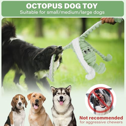 Prime Pets Dog Toys for Large Dogs, 27” Extra Large Plush Octopus Dog Toy, Crinkle Squeaky Dog Toy for Small Medium Large Breeds, Interactive Stuffed Chew Toys to Keep Them Busy, Green - color: Green