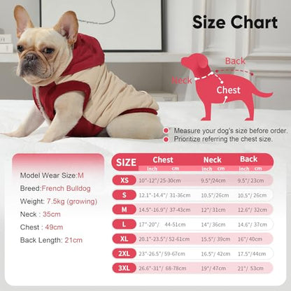 Vecomfy Fleece Lining Extra Warm Dog Hoodie in Winter,Small Dog Jacket Puppy Coats with Hooded,Beige and Red XS - color: Beige and Red, size: X-Small (Pack of 1)