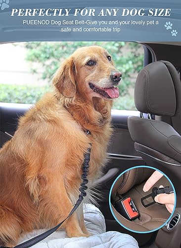 2 Pack Dog Seat Belt Adjustable Dog Car Seatbelts for Vehicle Nylon Pet Safety Seat Belt with Elastic Bungee Buffer Reflective & Durable Car Harness for Dogs (Black + Red) - color: Black + Red