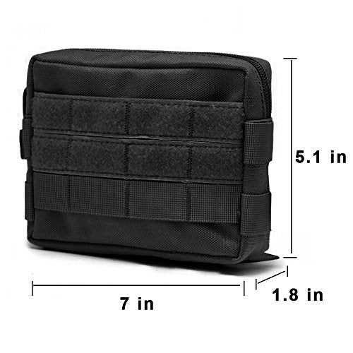 Molle Pouches, Tactical Admin Pouch Compact EDC Utility Gadget Gear Pouch Military Carry Accessory Belt Hanging Waist Bag - color: 2 pack-black-7"(L) * 5.1"(H)
