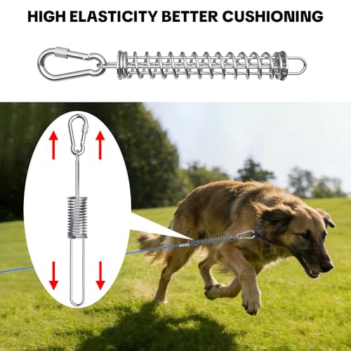 Dog Tie Out Spring, Heavy Duty Shock Absorber Spring for Tie Out Cable & Chain, Rustproof Stainless Steel Buffer, Dog Leash Shock Absorber (1 Spring) - size: 1 Spring