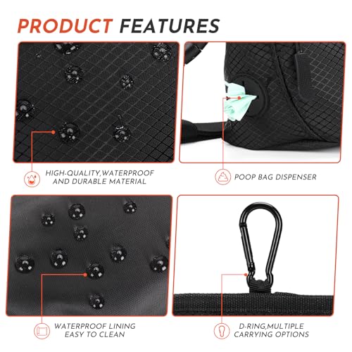 Dog Treat Pouch with Training Clicker, Treat Bag Fanny Pack with Magnetic and Zipper Closure Waterproof and Durable Treat Pouches for Pet Training Walking (Black) - color: Black