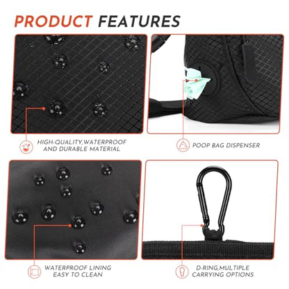 Dog Treat Pouch with Training Clicker, Treat Bag Fanny Pack with Magnetic and Zipper Closure Waterproof and Durable Treat Pouches for Pet Training Walking (Black) - color: Black