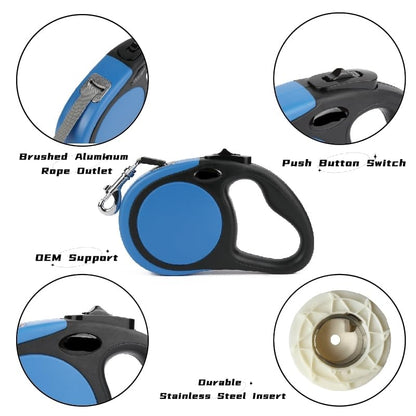 Dual Retractable Dog Leash Small Breed (Up to 44 Lbs Each) - 18.5 FT Extendable Double Headed Pet Leash with Poop Bags, Non Slip Grip - One Button Break & Lock, 360° Tangle-Free (Blue, Medium) - color: Blue, size: Medium