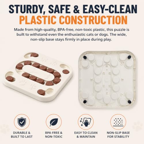 Cat Puzzle Toy, Treat Dispenser & Slow Feeder for Cat and Dog (purple) | Sturdy Plastic Enrichment Toys for Mental Stimulation,Reduces Boredom & Destructive Chewing - color: purple
