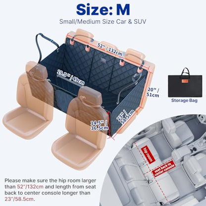 Convertible Back Seat Extender for Dogs, Foldable 400lbs Hard Bottom Dog Car Seat Cover for Back Seat, Waterproof Dog Hammock Bed Backseat Cover for Dogs in Car SUV Truck Pet Seat Cover Black M - size: M