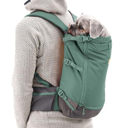 Ruffwear, Hitch Hiker Dog Backpack Carrier, Hands-Free Dog Carrier Backpack with Breathable Mesh, EVA Foam Padding, Durable Polyester, Lightweight Design for Small Dogs, River Rock Green, Small - color: River Rock Green, size: Small