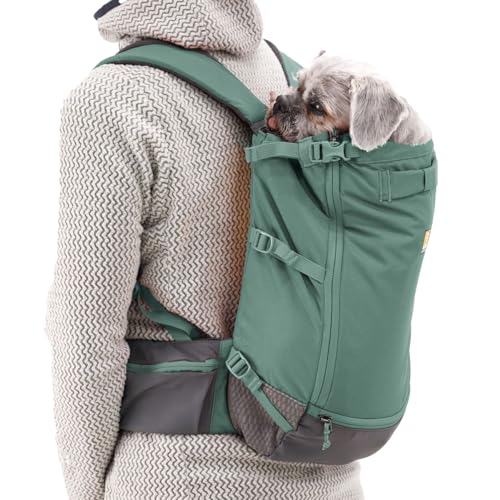 Ruffwear, Hitch Hiker Dog Backpack Carrier, Hands-Free Dog Carrier Backpack with Breathable Mesh, EVA Foam Padding, Durable Polyester, Lightweight Design for Small Dogs, River Rock Green, XX-Small - color: River Rock Green, size: XX-Small