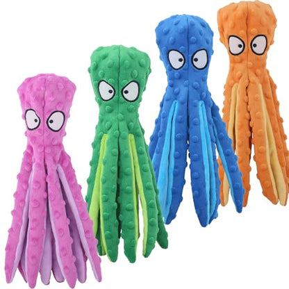 Octopus Dog Toy, Stuffing Free Octopus Dog Toy, Squeaky & Crinkle Plush for Aggressive Chewers Dogs, for Interactive Play, Teething & Anxiety Relief (4PCS) - color: 4PCS