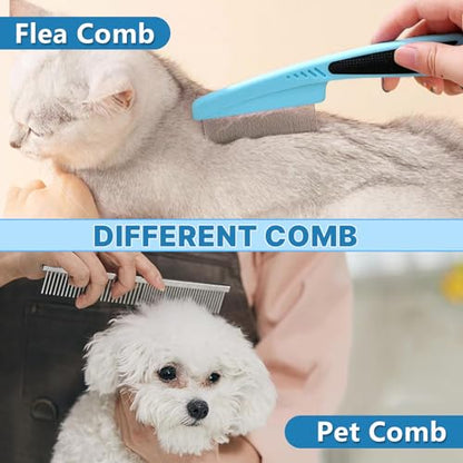 Dog Brush Dog Grooming Kit 7PCS Dog Brush for Shedding-Dog Brushes for Grooming, Dematting Comb, Nail Clipper with Nail File, Flea Comb, Pet Comb, Bath Brush(Blue)
