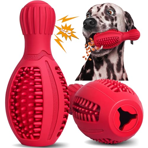 Treat Dispensing Puzzle Dog Toy - Interactive Chew Toys for Aggressive Chewers, Durable Rubber with Squeaker & Mental Stimulation for Large Medium Small Dogs Breeds