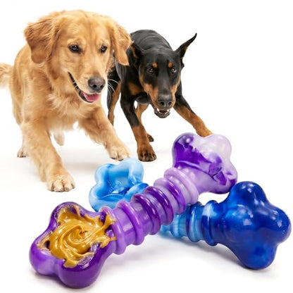 Kseroo 2-Pack Indestructible Dog Toys for Aggressive Chewers: Beef-Flavored Tough Dog Chew Toys, Nylon Large Dog Chew Toys to Keep Them Busy, Dog Chew Bones for 25-70lbs Medium & Large Dogs - color: Purple